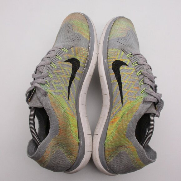 Nike Free 4.0 Flyknit Men's Size 12 Running Sneaker Grey Black Volt 717075-003 - Picture 6 of 11